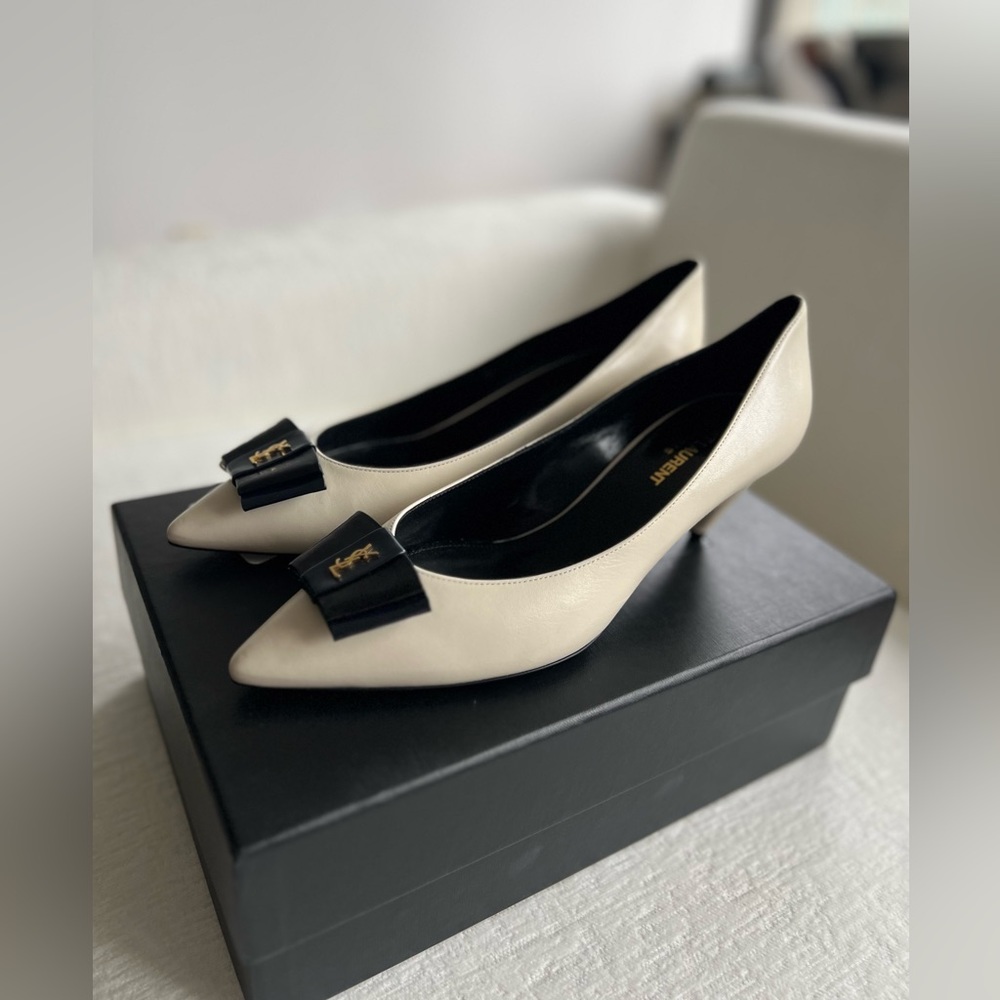 Leather Anais Bow Pumps 55 - Picture 5 of 14
